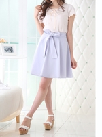 カラーサイドスリットリボンフレアSK/ピンク