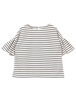 フレアスリーブボーダートップス/ネイビー