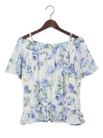 ぼかし花柄オフショル/TOPS/オフホワイト/ブルー