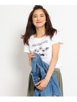 リゾートプリントコットンTシャツ/ホワイト(001)