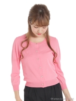 12Gビジュー釦カーディガン/ピンク