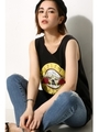【AZUL by moussy】GUNSローズモチーフノースリプルオーバー/BLK