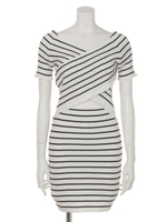 カシュクールRIBボーダーKnit OP/WHT