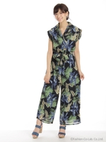 プリントシャツオールインワン/ブラック