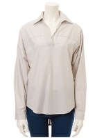 スキッパーレースデザインバックロングシャツ/グレー