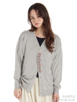 デオドラント加工コットンリネンカーディガン/杢グレー