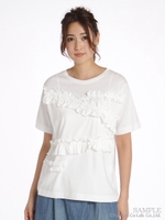 フリルトッピングTシャツ/ホワイト