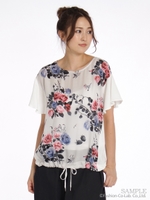 ローズブーケプリントTシャツ/マスタード