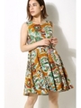 【AZUL by moussy】アロハ柄フレアーワンピース/柄GRN
