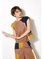 【AZUL by moussy】ジオメトリック柄TOPS/柄NVY