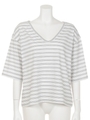 【BED&BREAKFAST】TRIPLE STRIPE Vneck Tops/WHITE