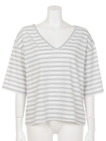 【BED&BREAKFAST】TRIPLE STRIPE Vneck Tops/WHITE