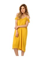 袖フリルギャザーオールインワン/YELLOW