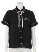 コビニャーリボンパイピングブラウス/ブラック