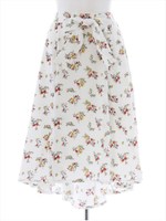 花柄テールカットスカート/ホワイト