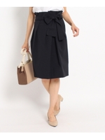 [L]〔洗える〕ウエストリボンコクーンスカート/ベージュ系(054)