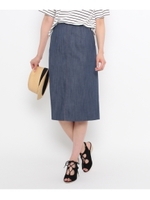 〔洗える〕デニムタイトスカート/カーキ(027)