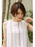 【AZUL by moussy】リネン混TOPS/柄BRN