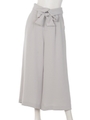 サッシュベルト付ワイドパンツ(ライトグレー)/ライトグレー
