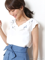 スカラ刺繍ブラウス(ホワイト)/ホワイト