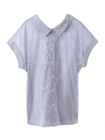 バックリボン半袖ゆるブラウス/サックス