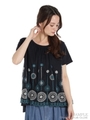 チュール刺繍ＭＩＸＴシャツ/ネイビー