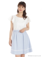 清楚レースドッキングワンピース/ライトブルー