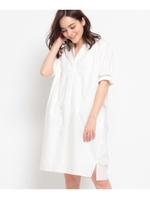 タイプライターシャツワンピース/ブルー系(095)