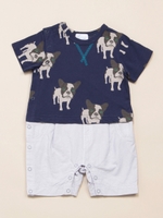 フレンチブルプリント Tカバーオール/杢グレー