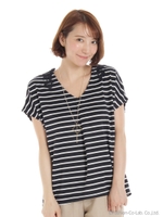 ポンチネックレス付バックレースカットソー/Cガラ