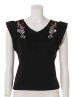 刺繍トップス/ブラック