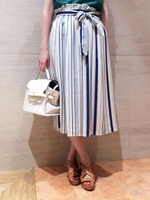 マルチストライプフレアースカート/ブルー柄