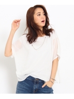 【接触冷感】[L]シアーストライププルオーバー/イエロー(032)