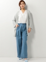 〓★JOC ガーター編み ラップロングカーディガン/LT.GRAY