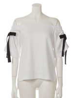 オフショル袖リボンTOP/WHT