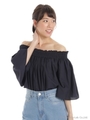 オフショルチュニックトップス/アカ