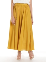 コットンフレアロングスカート/マスタード