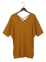 T/RフライスFクロス 2WAYドルマン 5分袖/マスタード