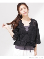 インナー付エンブロイダリ―ブラウス/オフホワイト