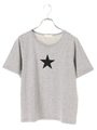 グラフィックリンガーＴシャツ/杢ライトグレー