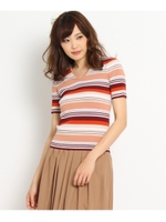 マルチボーダーニットプルオーバー/ダークオレンジ(368)