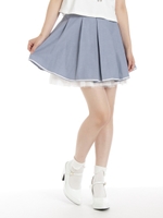 ライン入りバックリボンスカート/ホワイト