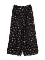 楊柳フラワーシフォンパンツ/ブラック1(011)