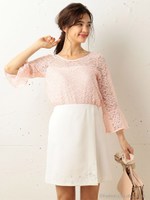 刺繍台形ミニスカート/ピンク