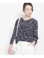 ペインティングフラワーブラウス/ブルー系(194)