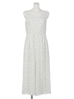 ランダムドット リラックスコンビネゾン/ホワイト