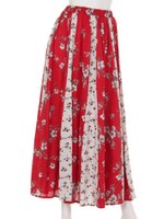 レトロ花柄切替スカート/イエロー