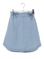 フリルレースアップヘムデニムスカート/ライトインディゴ