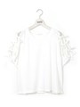 袖リボン無地Tシャツ/ホワイト