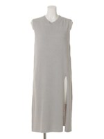 【Ca】スラブニットスリットチュニック/グレー